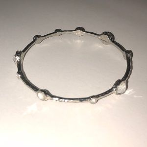 Rhinestone Silver Bangle Bracelet